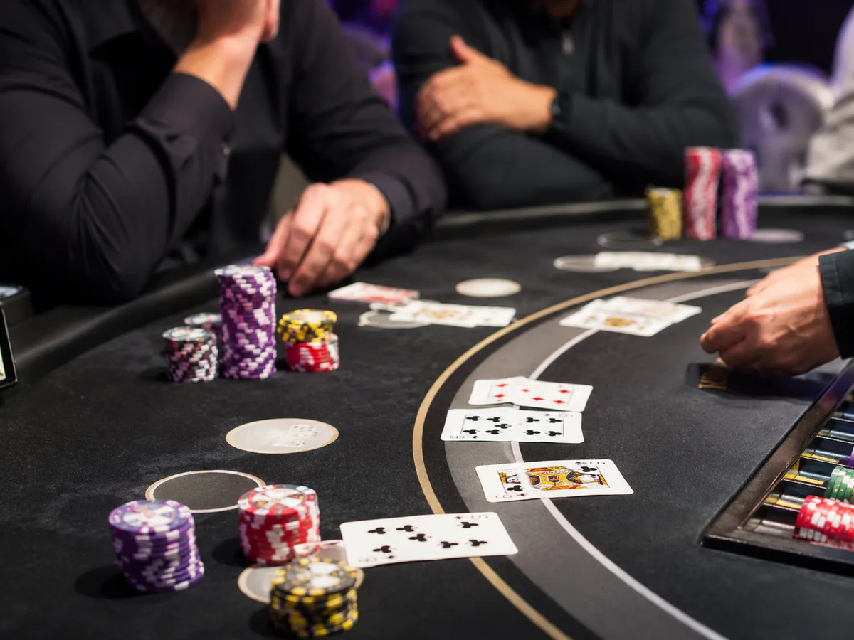 Focused blackjack table action image with chips and cards for the Golden Nugget article